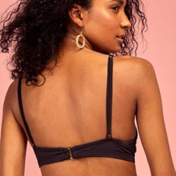 NWT Saha Swimwear black front binding triangle bikini top & bottom set - Picture 4 of 12